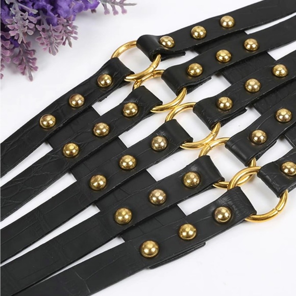 Women's Punk Style Rivet & O-ring
Decorated Wide Belt - Picture 2 of 5